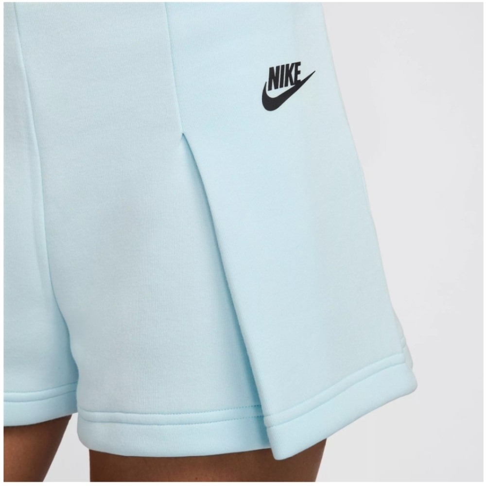 Nike Tech Sportswear Fleece High Rise 3" Pleated Shorts Blue Gym Nwt - Picture 4 of 8